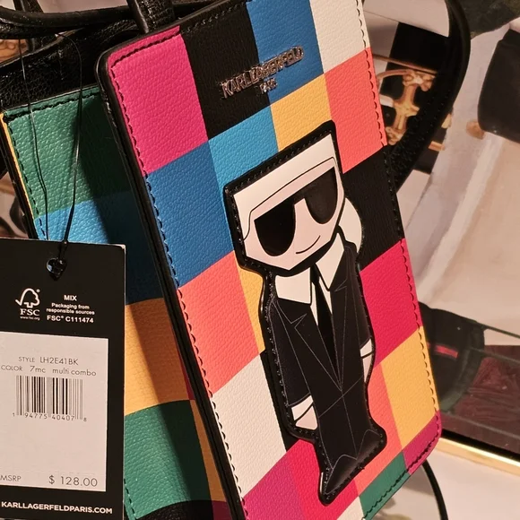 Karl Lagerfeld Multicolor Saffiano Leather Messenger/ Crossbody Bag (Nwt) - Picture 6 of 16